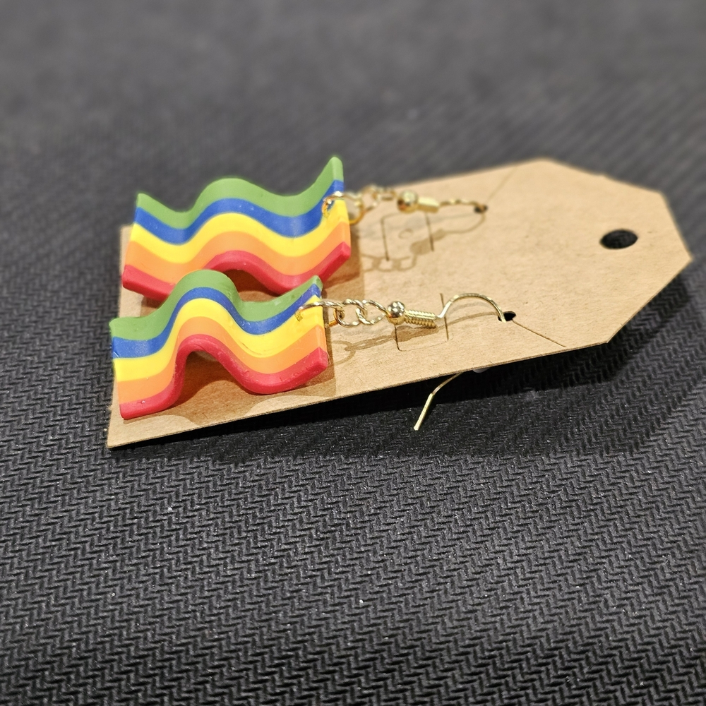 Colorful Handmade Striped Earrings - Picture 2 of 3